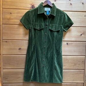 Vintage Express Velvet Button up green dress 5/6